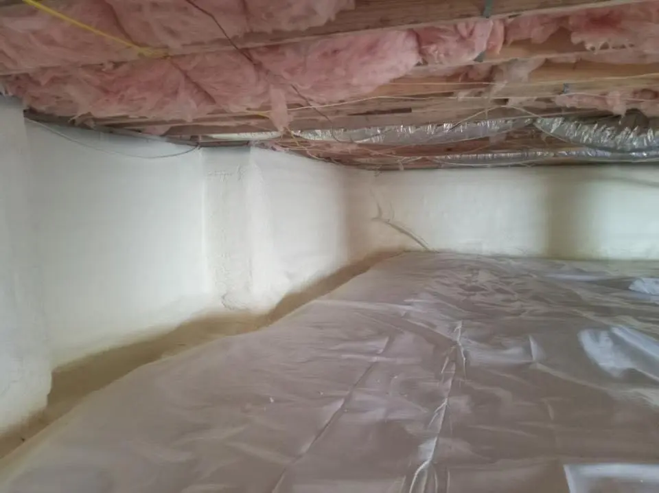Crawl space encapsulation with closed-cell spray foam for Flat Roof Repair in Clayton